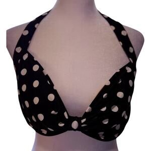 Eddie Bauer‎ Black White Polka Dot High Cut Cheeky Bikini - Size 16